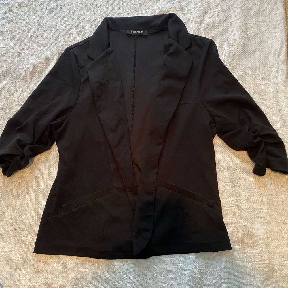 Ashley Blue Black Open-Front Blazer - Picture 4 of 5